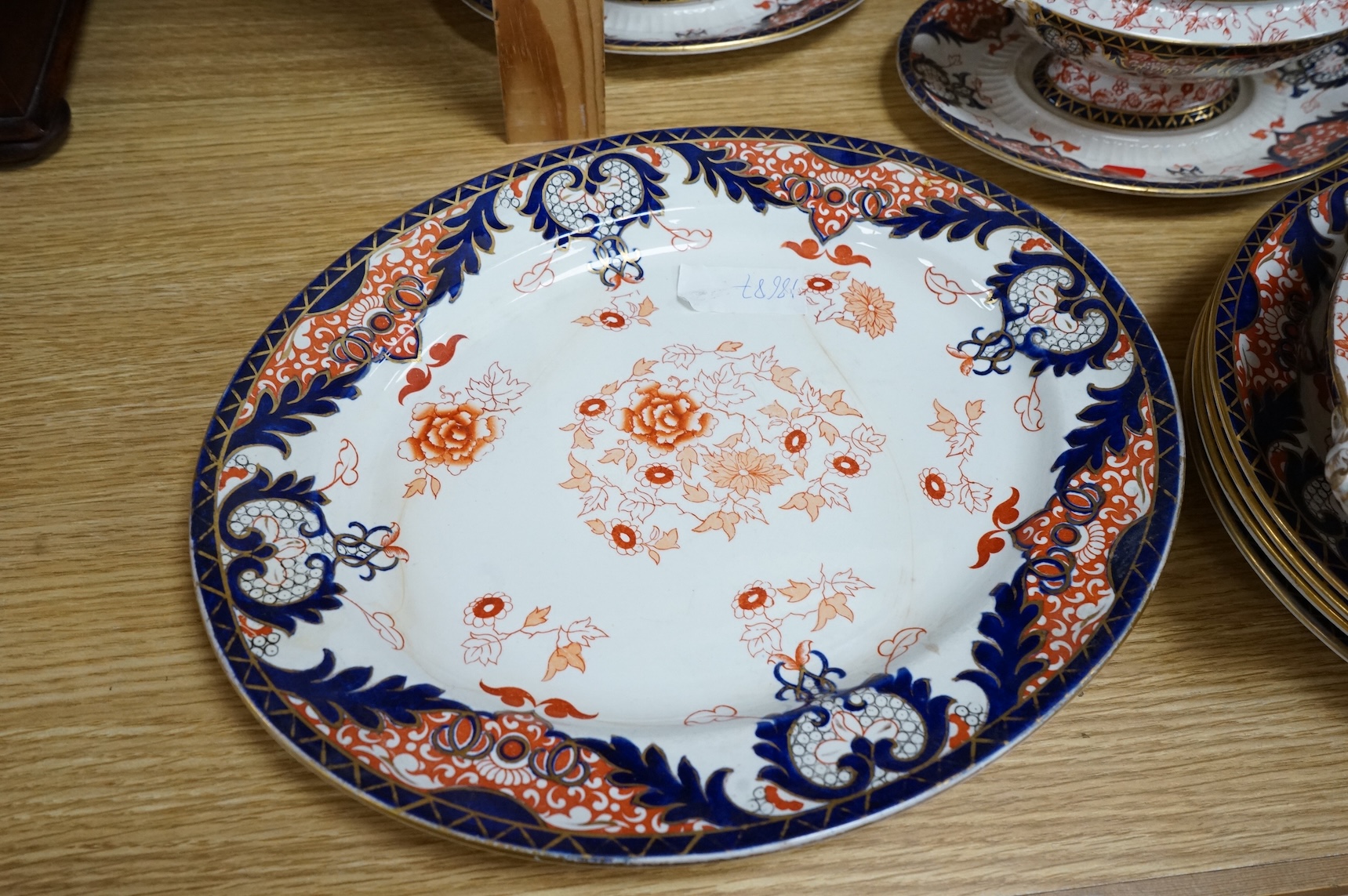 A large Victorian Royal Crown Derby pottery dinner service